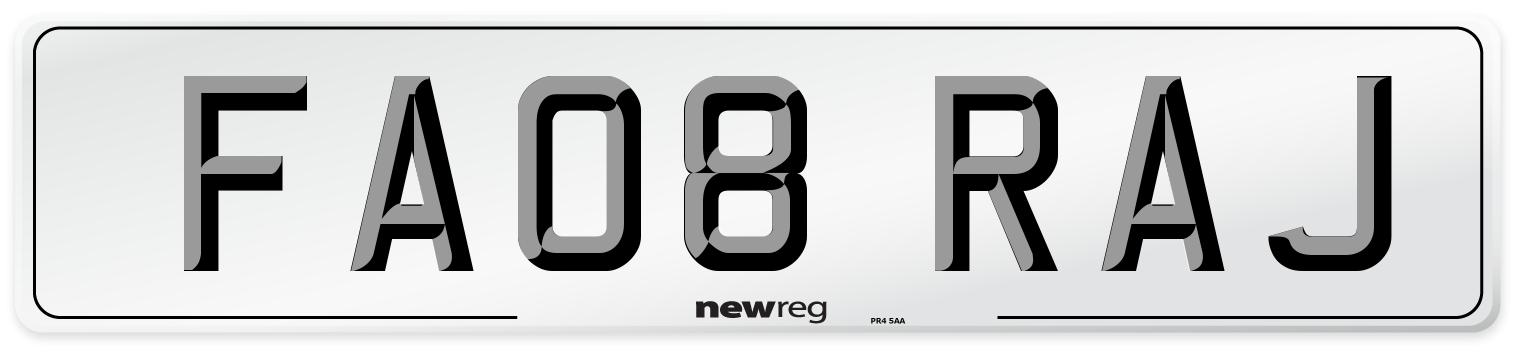 FA08 RAJ Number Plate from New Reg